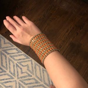 Gold & coral sretch wide cuff